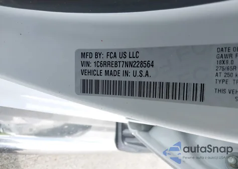 2022 Ram 1500 Big Horn/Lone Star z USA, uszkodzony, nr VIN 1C6RREBT7NN228564